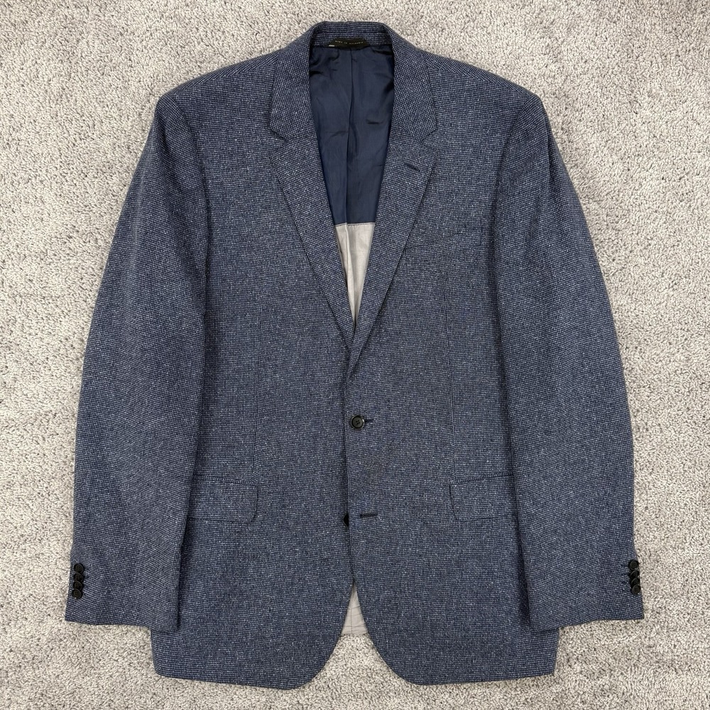 Hugo Boss Blazer Men's 46L Blue Wool Silk Two Button Dual Vent